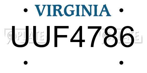 UUF4786 Virginia License Plate