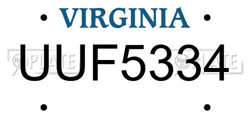 UUF5334 Virginia License Plate