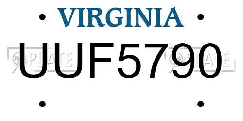 UUF5790 Virginia License Plate