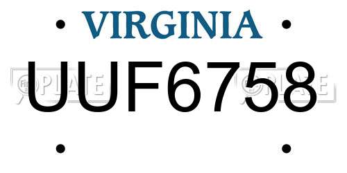 UUF6758 Virginia License Plate