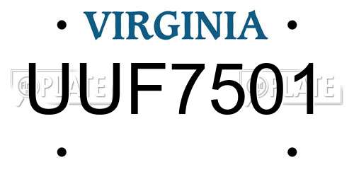 UUF7501 Virginia License Plate
