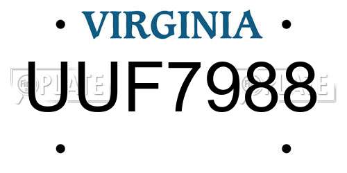 UUF7988 Virginia License Plate