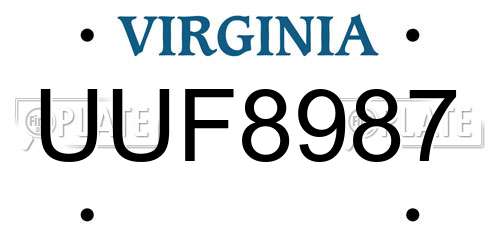 UUF8987 Virginia License Plate