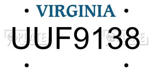 UUF9138 Virginia License Plate