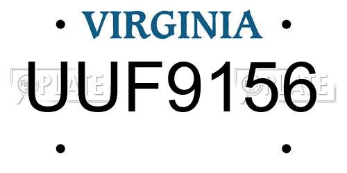 UUF9156 Virginia License Plate