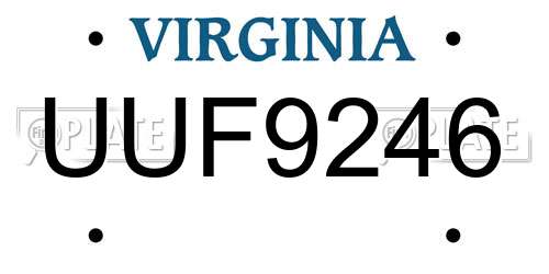 UUF9246 Virginia License Plate