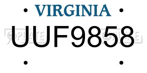 UUF9858 Virginia License Plate