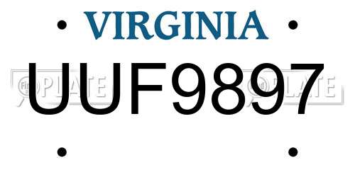 UUF9897 Virginia License Plate