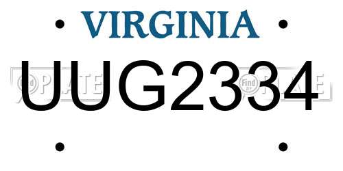 UUG2334 Virginia License Plate
