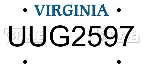 UUG2597 Virginia License Plate