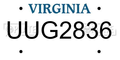 UUG2836 Virginia License Plate