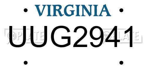UUG2941 Virginia License Plate