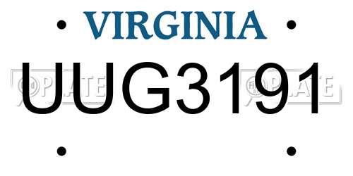 UUG3191 Virginia License Plate