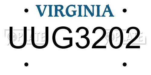 UUG3202 Virginia License Plate