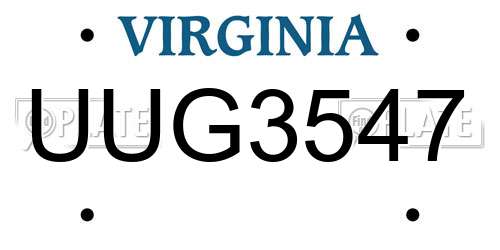 UUG3547 Virginia License Plate