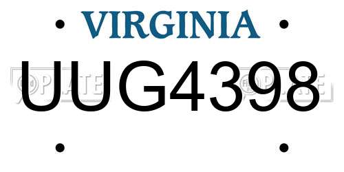 UUG4398 Virginia License Plate