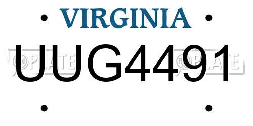 UUG4491 Virginia License Plate
