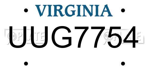 UUG7754 Virginia License Plate