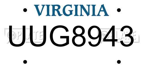 UUG8943 Virginia License Plate