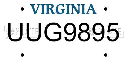 UUG9895 Virginia License Plate
