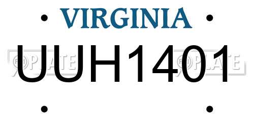 UUH1401 Virginia License Plate