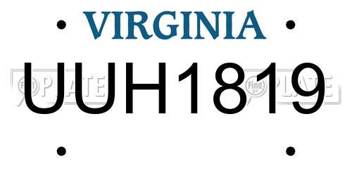 UUH1819 Virginia License Plate