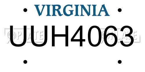 UUH4063 Virginia License Plate