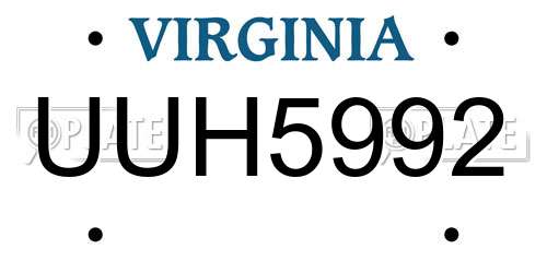 UUH5992 Virginia License Plate