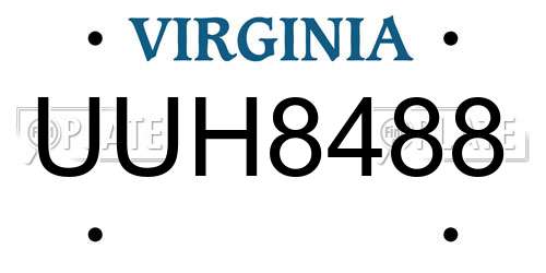 UUH8488 Virginia License Plate