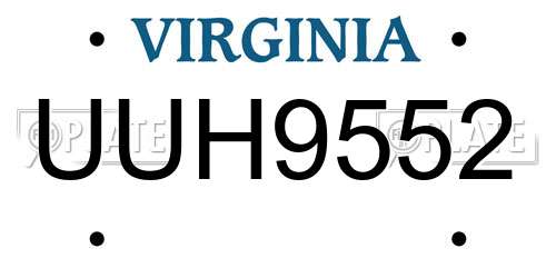 UUH9552 Virginia License Plate