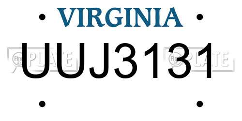 UUJ3131 Virginia License Plate