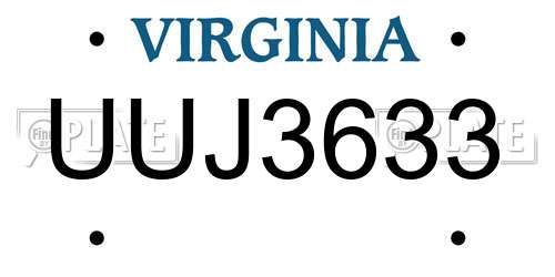 UUJ3633 Virginia License Plate