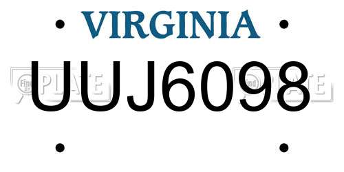 UUJ6098 Virginia License Plate