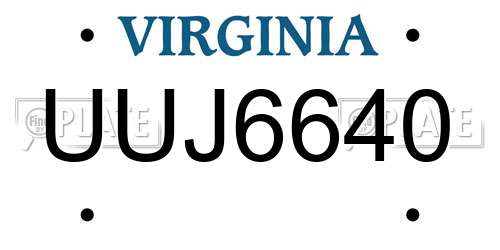 UUJ6640 Virginia License Plate