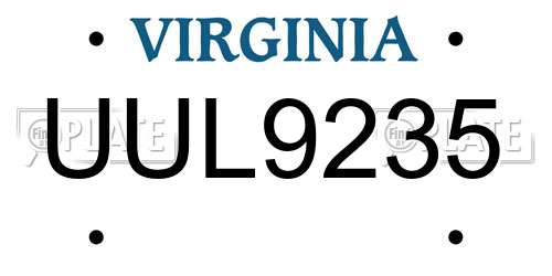 UUL9235 Virginia License Plate