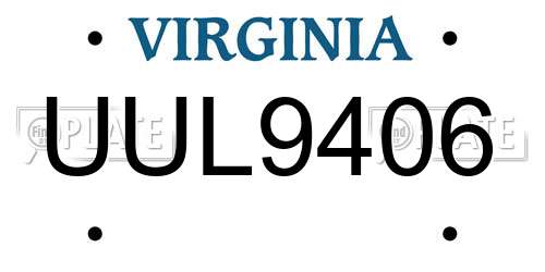 UUL9406 Virginia License Plate