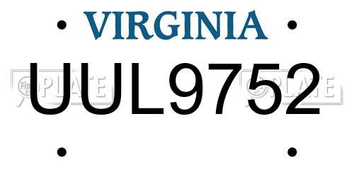 UUL9752 Virginia License Plate