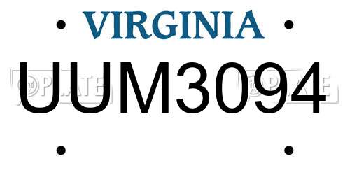 UUM3094 Virginia License Plate