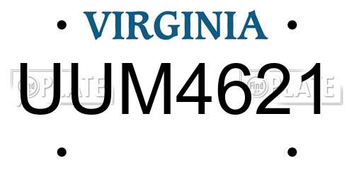 UUM4621 Virginia License Plate