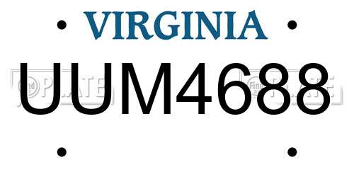UUM4688 Virginia License Plate