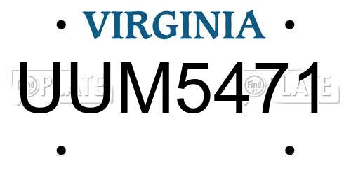 UUM5471 Virginia License Plate