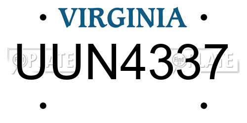 UUN4337 Virginia License Plate