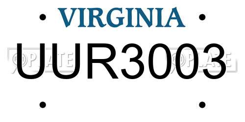 UUR3003 Virginia License Plate