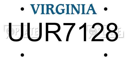 UUR7128 Virginia License Plate