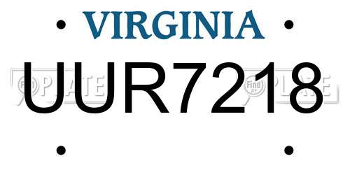 UUR7218 Virginia License Plate