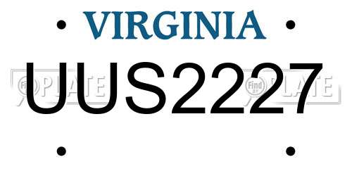 UUS2227 Virginia License Plate