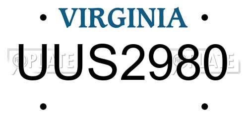 UUS2980 Virginia License Plate