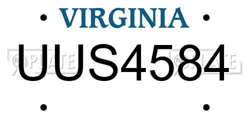 UUS4584 Virginia License Plate