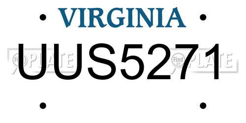 UUS5271 Virginia License Plate