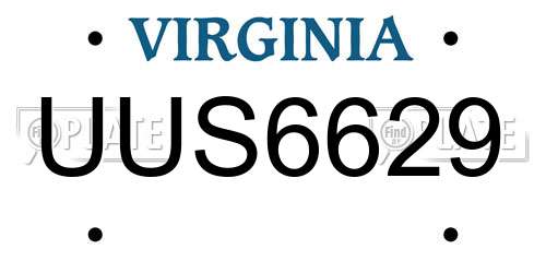 UUS6629 Virginia License Plate